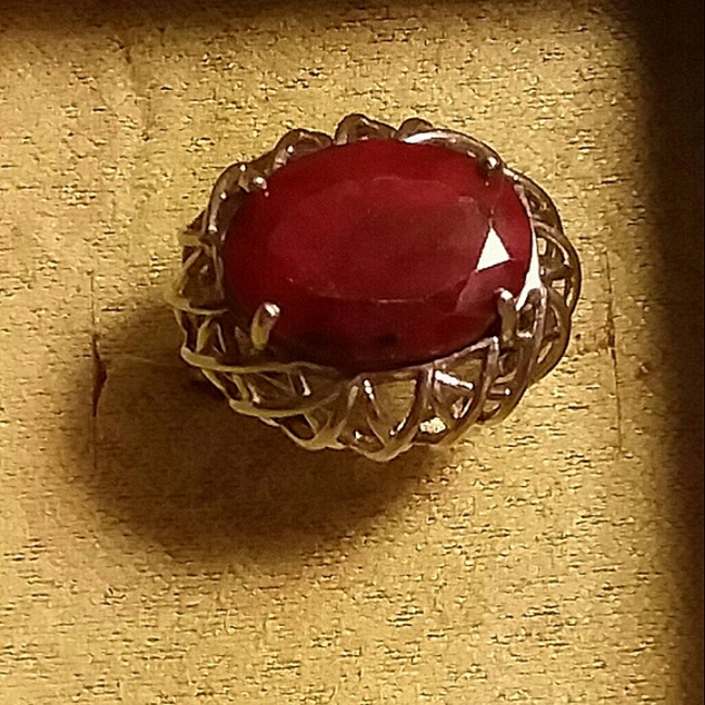 Sterling Silver Rough Cut Genuine Ruby